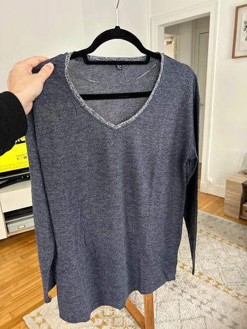 Kiabi - Pull de grossesse - bleu avec fil argent - T38