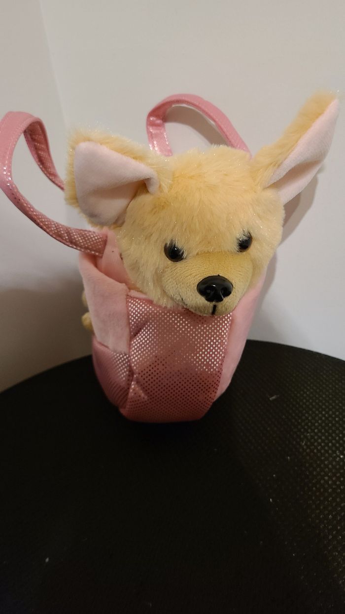 AURORA, Peluche chihuahua et sac Rose et Marron - photo numéro 2