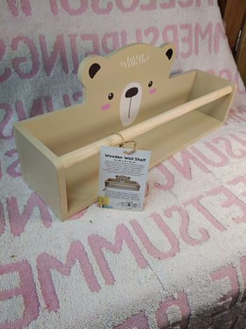 Étagère murale enfant ours en bois  neuve