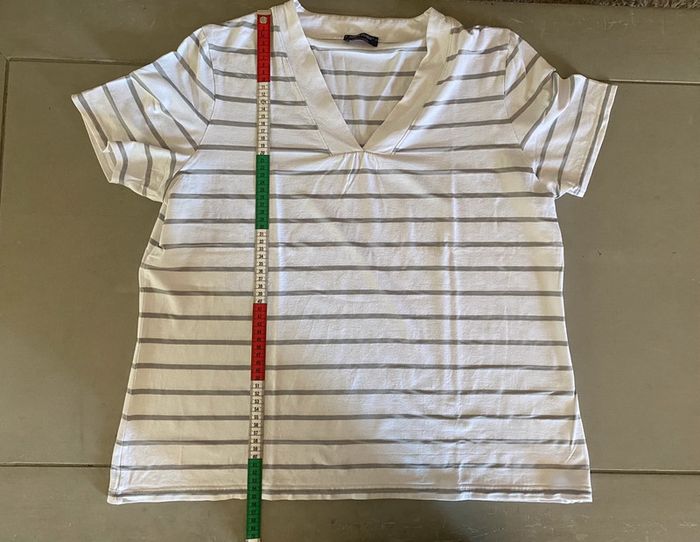 Tee shirt Saint James blanc et gris à rayures taille XL Made in France - photo numéro 7