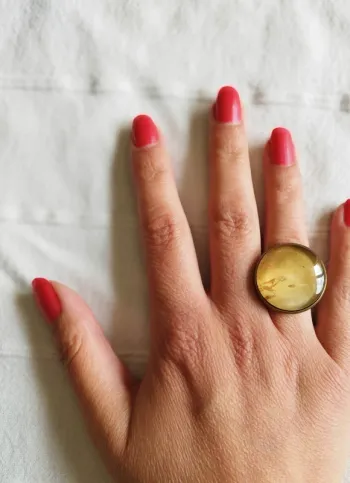 bague ajustable - pierre dorée