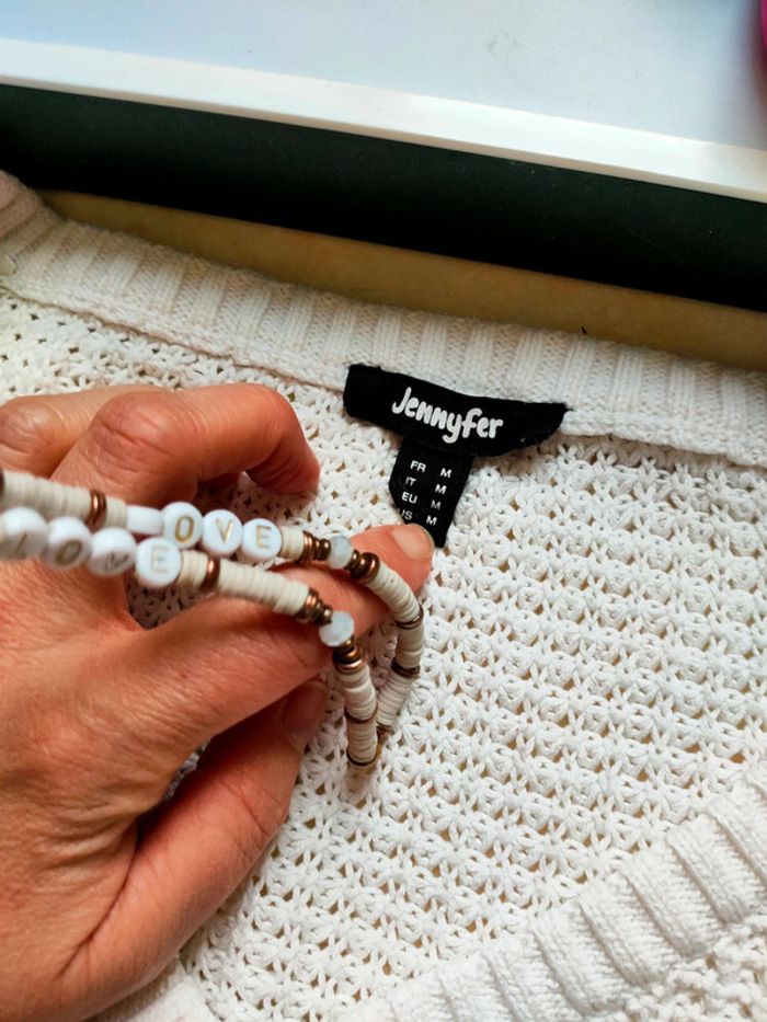 Pull col V hiver blanc taille 38 Jennyfer - photo numéro 2