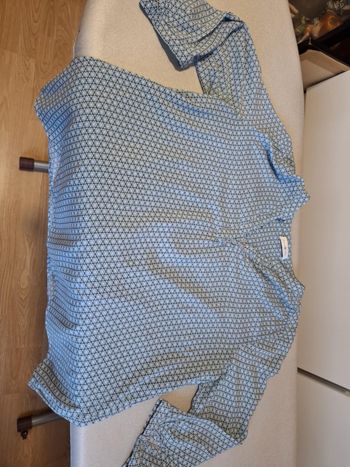 Belle blouse femme Cache Cache 44 manches 3/4 tons bleus très bon état