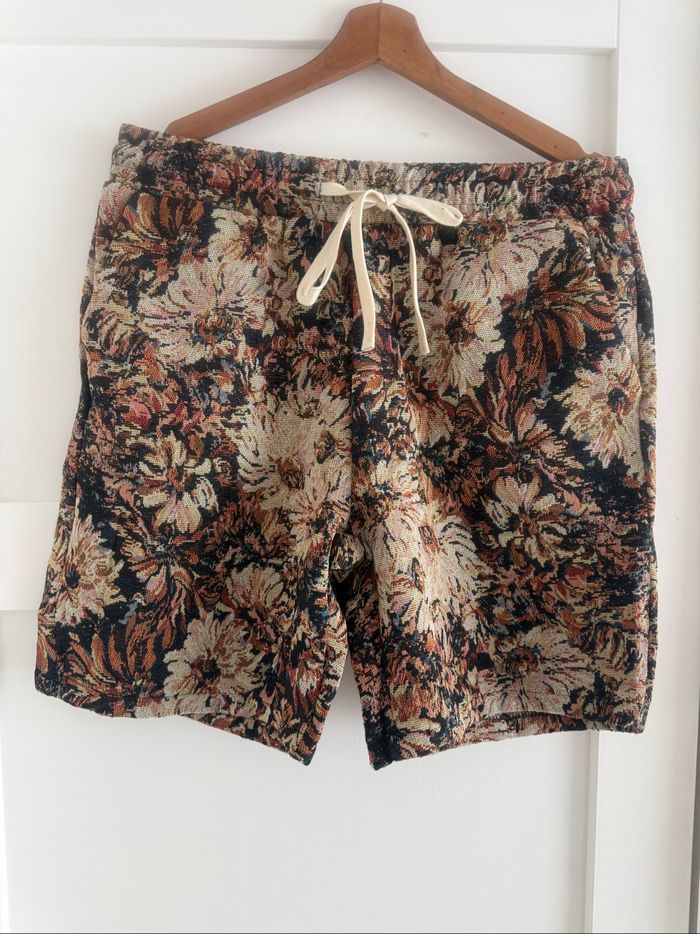 Ensemble homme, chemise, short, marron beige, imprimé Fleuri - photo numéro 3