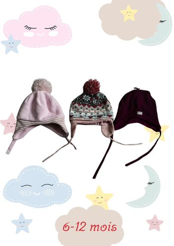 Lot de 3 bonnets chaudes 6-12 mois
