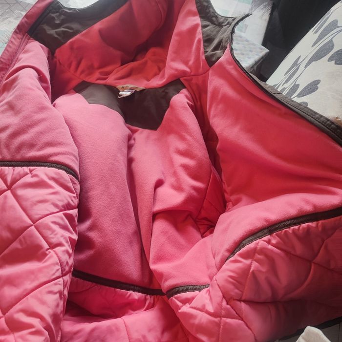 Manteau quechua 14 ans xs 34 marron avec capuche doublure polaire rose - photo numéro 3