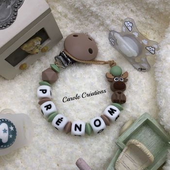 Attache tétine en silicone personnalisé élan renne 