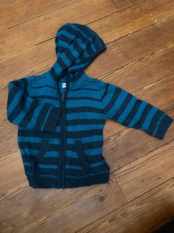 Gilet Kimbaloo capuche polaire marine turquoise 18 mois