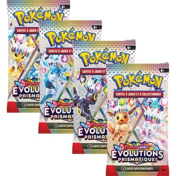 Art set de 4 boosters 4 illustrations différentes EV8.5 Évolutions Prismatiques fr