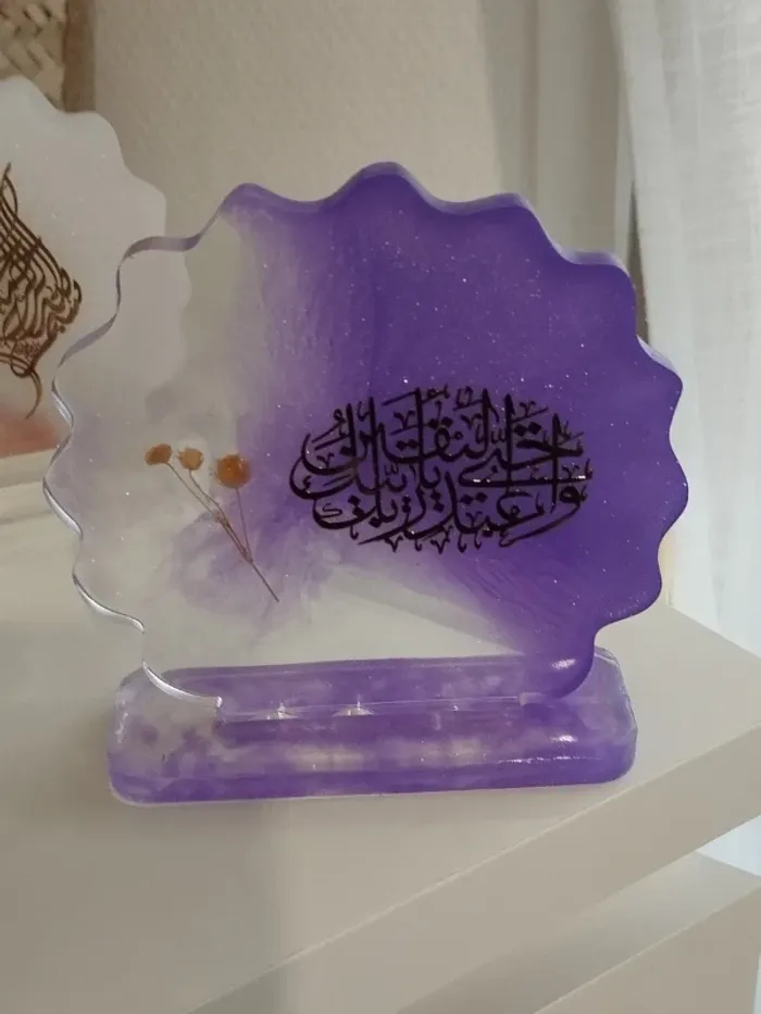 idée cadeau ornement bureau coiffeuse couvre tasse en résine et plantes naturelles abr011 - photo numéro 9