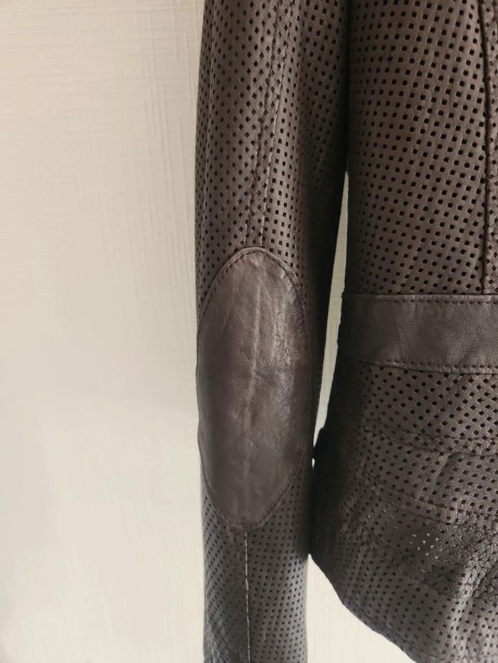 Veste perfecto en cuir véritable marron - photo numéro 13