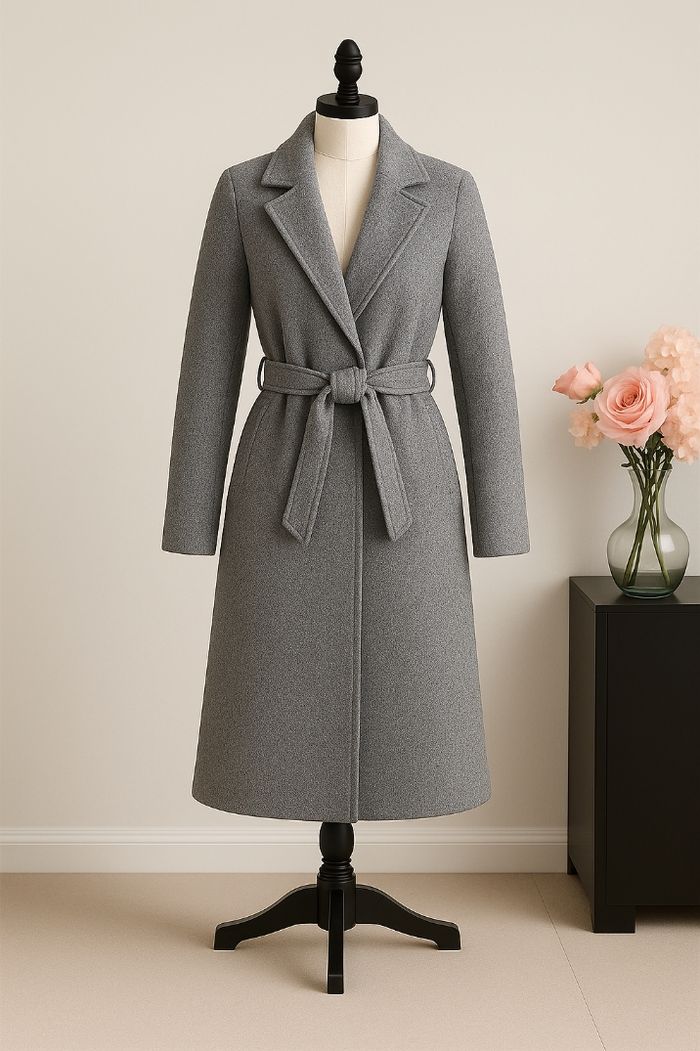 Manteau en laine gris taille unique