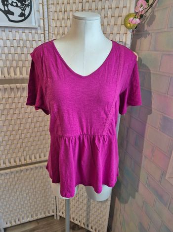 🌸 joli top peplum Darjeeling  rose framboise femme TL / 40 