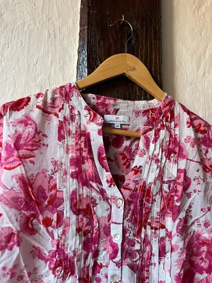 Blouse fleurie Jacqueline Riu – 100% coton – T40 - photo numéro 3