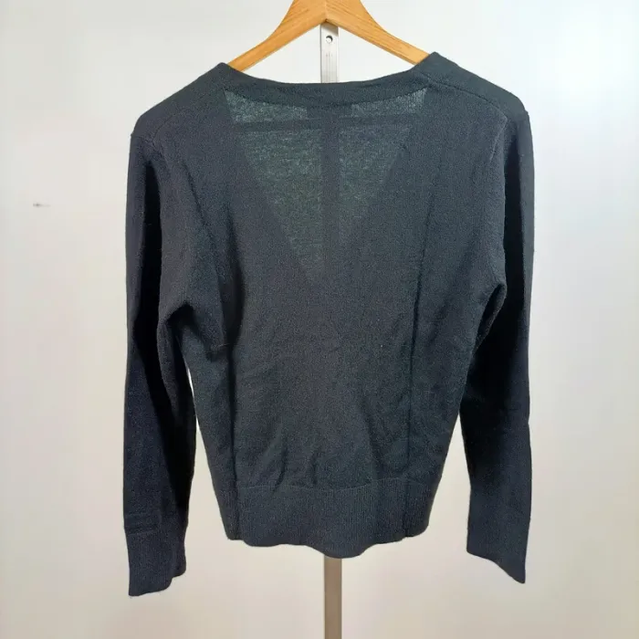 Gilet fin en maille bleu marine Caroll Paris col V taille M A1430 - photo numéro 2