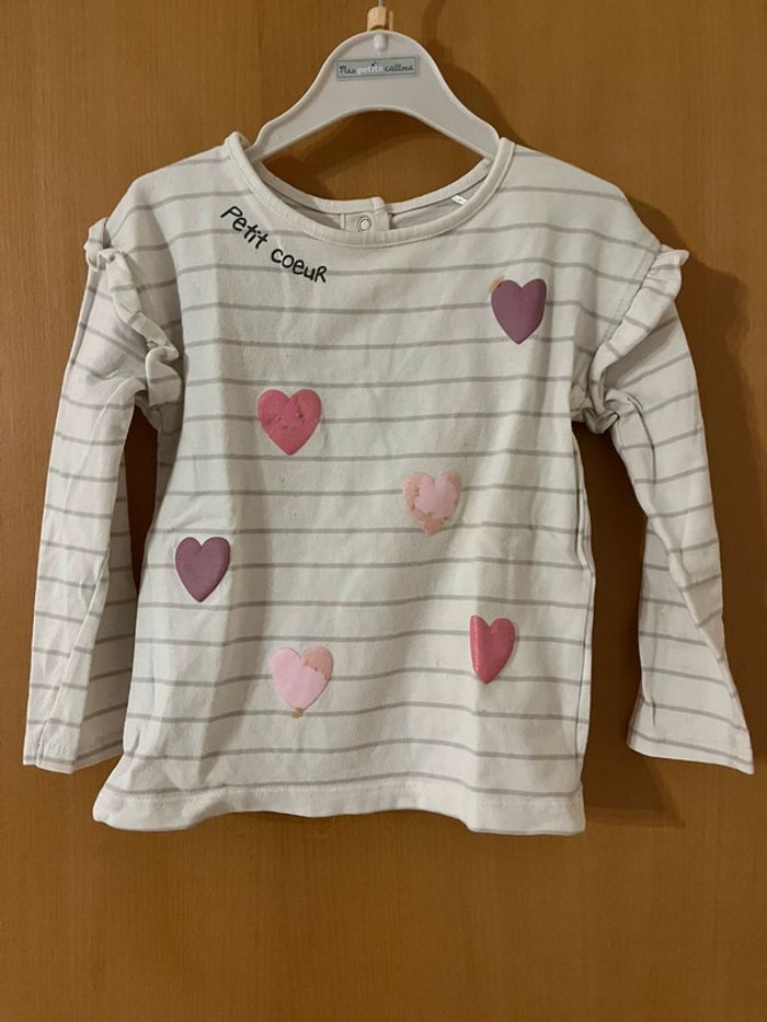Robe en jeans « 2 » et tee shirt « petits cœurs » taille 2 ans - photo numéro 4