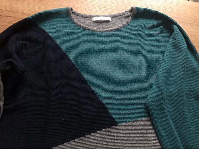 Pull Armand Thiery bleu turquoise gris taille L - photo numéro 2