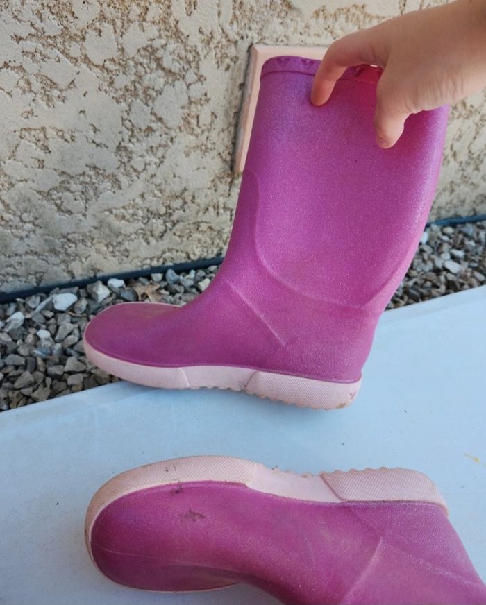 Bottes de pluie Boatilus pointure 32 rose paillettes - photo numéro 2