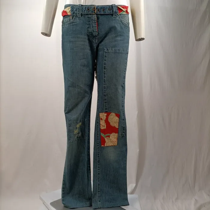 Jeans empiècement fleuri - Kenzo Paris - Taille 36 A1216