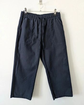 Pantacourt d'été en lin et coton marine - taille 36