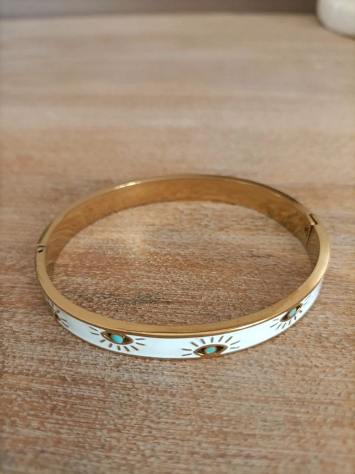 Ensemble de bijoux en acier doré'Oeil du Diable' - photo numéro 4