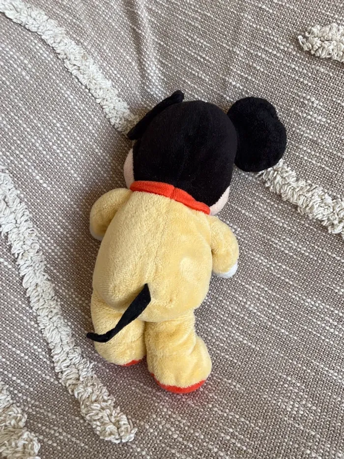 Peluche doudou 25cm Disney Mickey souris pyjama jaune très bon état - photo numéro 3