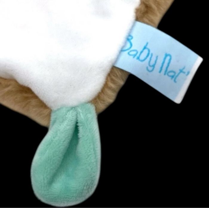 ❤️B2547 Doudou Plat Lion Maxou Mouchoir Blanc  Beige Jaune Bleu Baby Nat Babynat - photo numéro 4