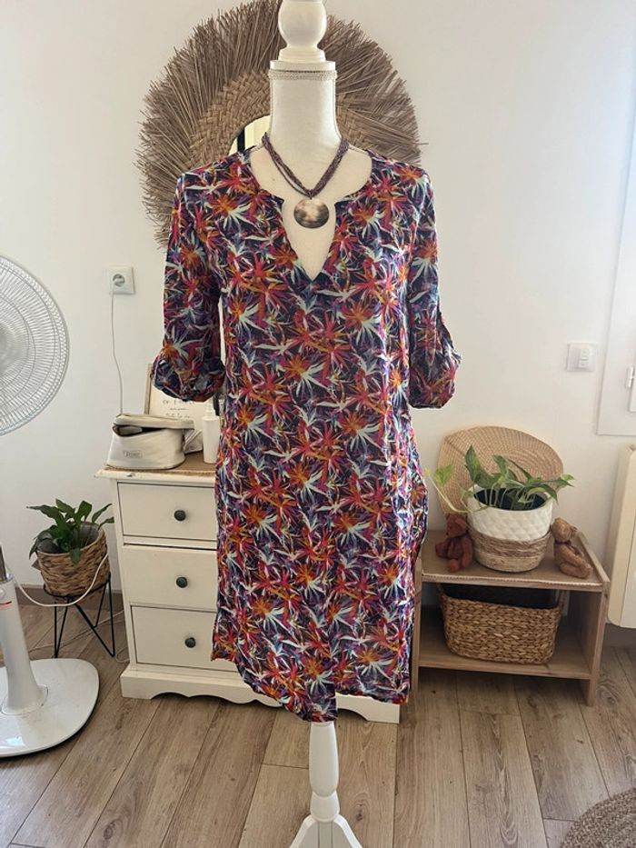 Robe de plage chic imprimée légère en coton taille 2 (38/40) - photo numéro 3