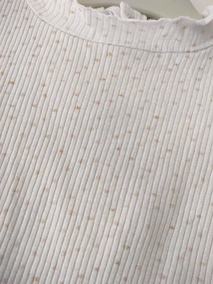 (a) t-shirt col roulé blanc à pois DPAM - photo numéro 4