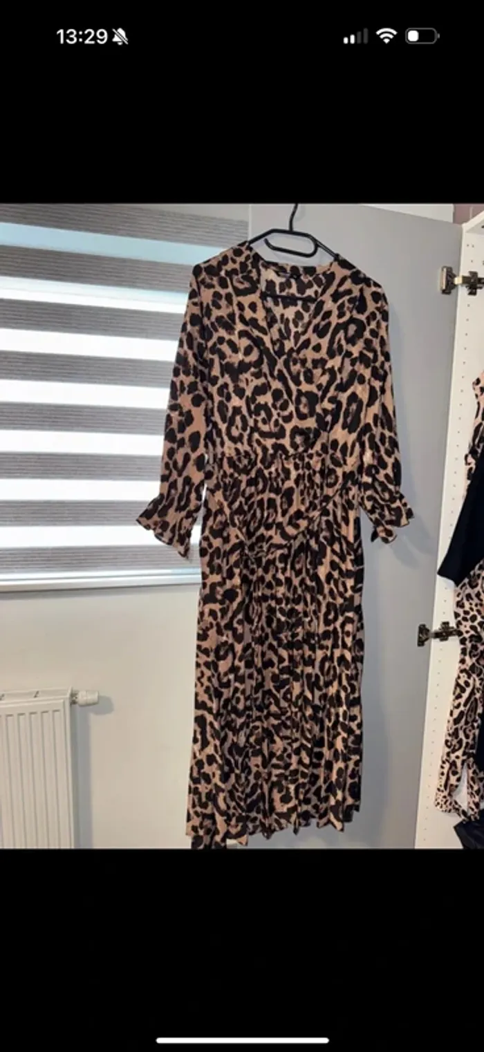 Robe leopard fluide avec ceinture taille 1xl - photo numéro 2