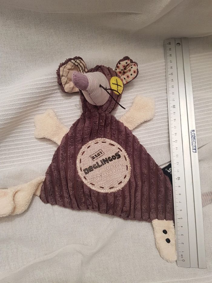 Doudou plat marron rat/souris deglingos