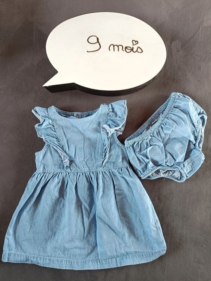 Robe été style jeans + boomer assorti Fille 9 mois Kiabi 100% coton