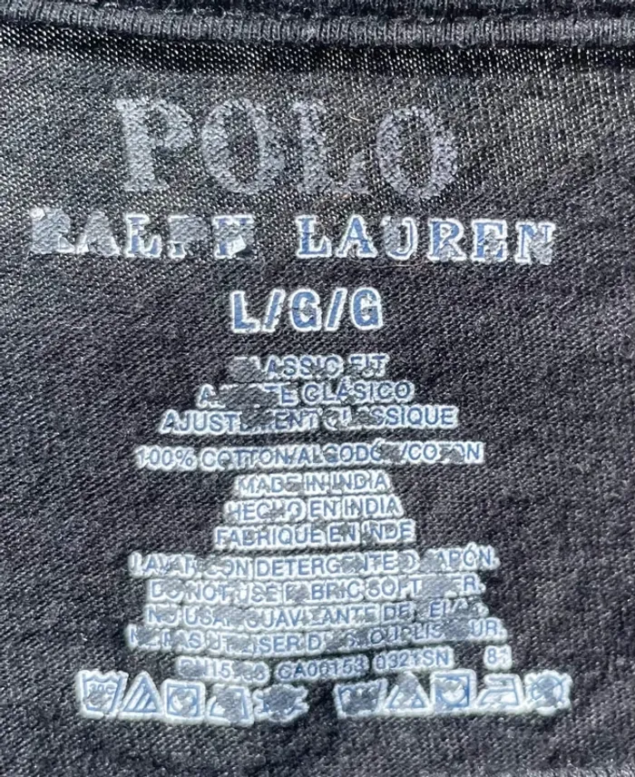 T-shirt short sleeves black red logo embroided Ralph Lauren mens L - photo numéro 2
