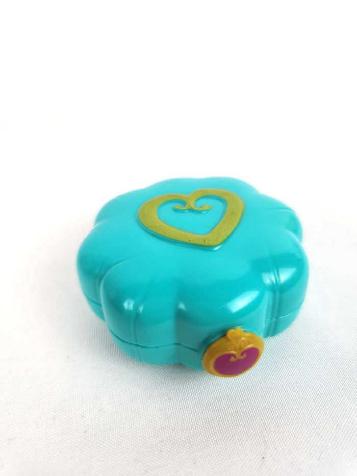 Polly Pocket Mini coffret compact bleu turquoise Cœur doré 2017 - photo numéro 2