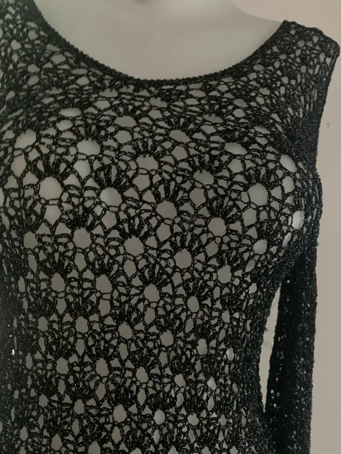 Top crochet vintage taille unique manches longues brillant - photo numéro 4