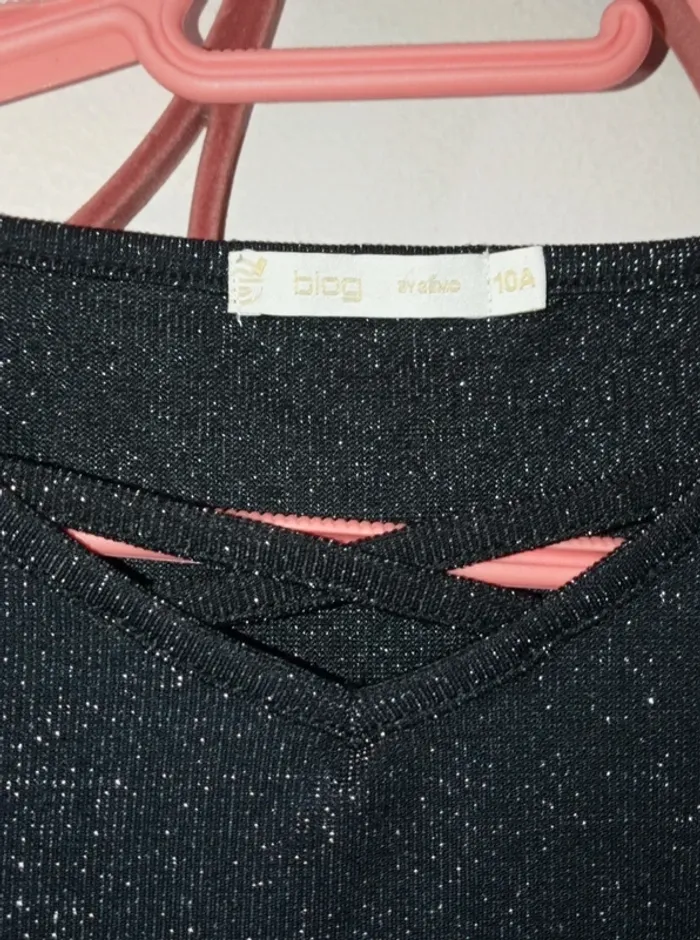 Robe noir à paillettes élastique pour petite fille - photo numéro 3