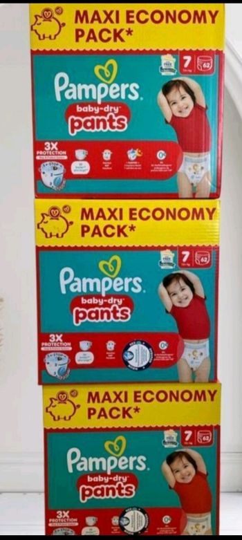 Couches Pampers taille 7 pants Baby dry+15kg lot de 3 cartons 