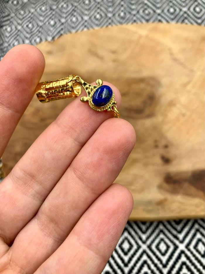 Bijou de cheveux - bague de cheveux - pierre Lapis Lazuli - photo numéro 4