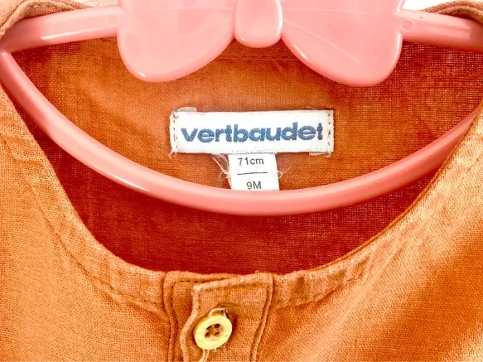 Salopette mixte terracotta Verbaudet taille 9 mois comme neuf - photo numéro 3