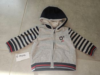 Veste jogging grise bébé garçon 6 mois