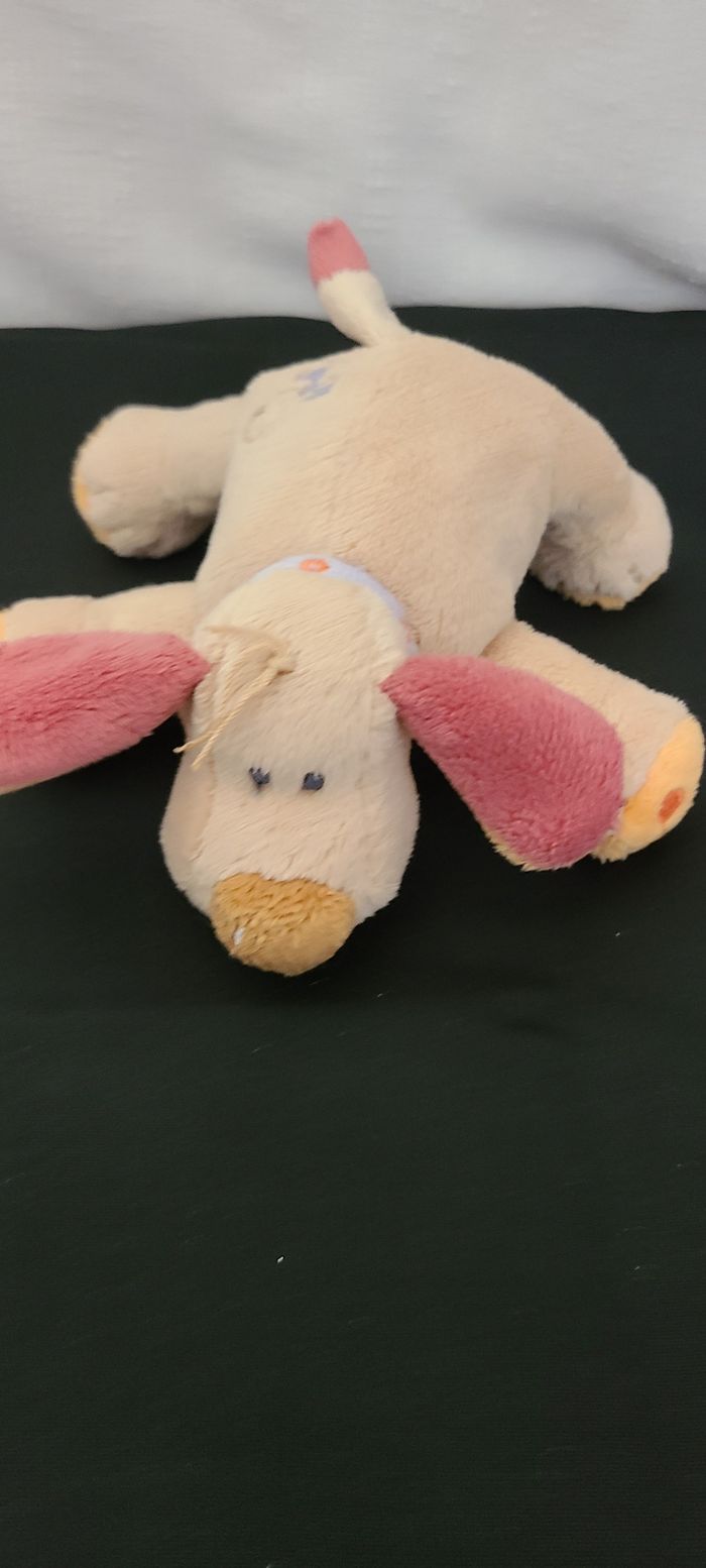 Peluche Bo chien NATTOU beige rouge - photo numéro 5
