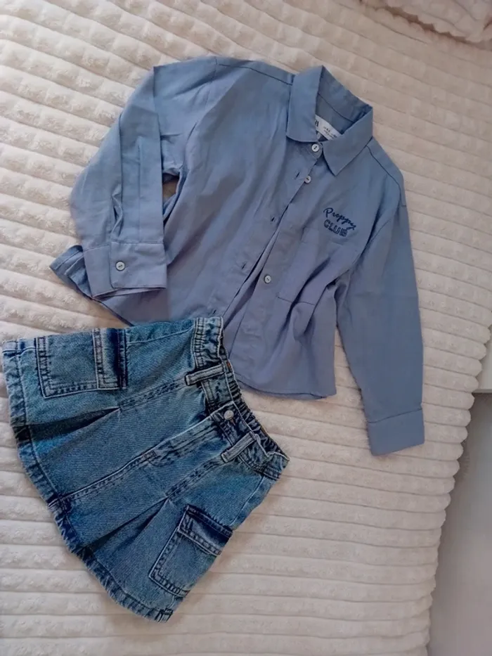 Ensemble fille chemise +jupe 6ans 💙🌼 - photo numéro 2