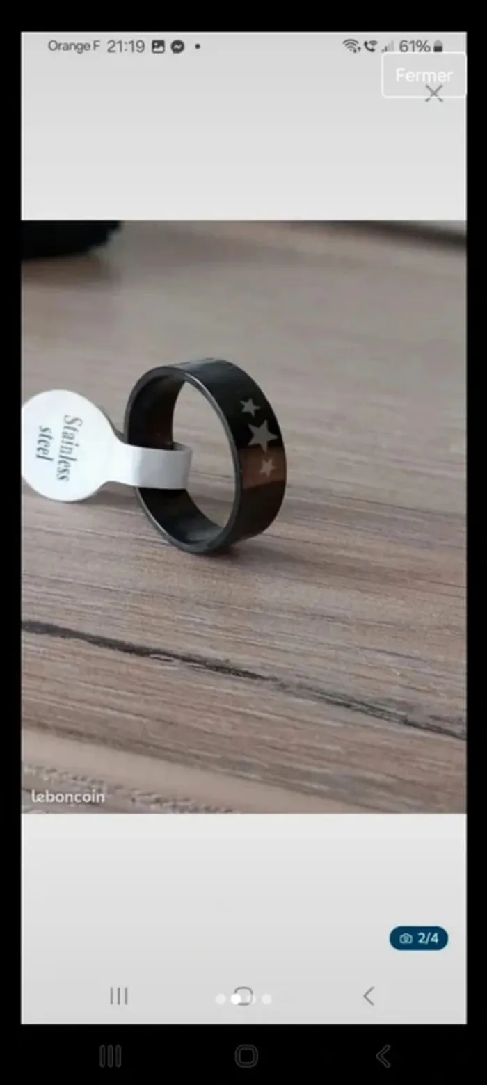 Bague en acier inoxydable Taille 63 - photo numéro 2