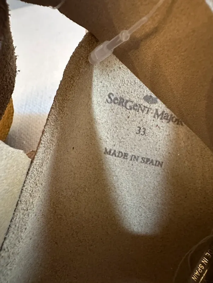 NEUF Sergent Major Chaussures Sandales cuir beige 33 enfant antidérapantes nu pied été - photo numéro 5