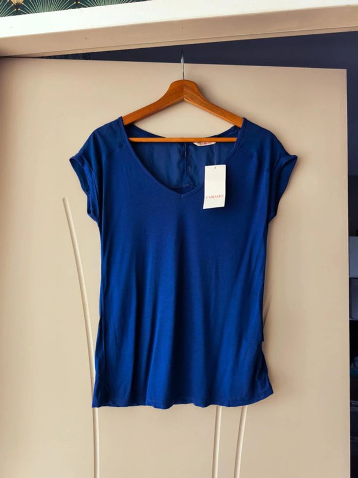 tee shirt bleu camaieu