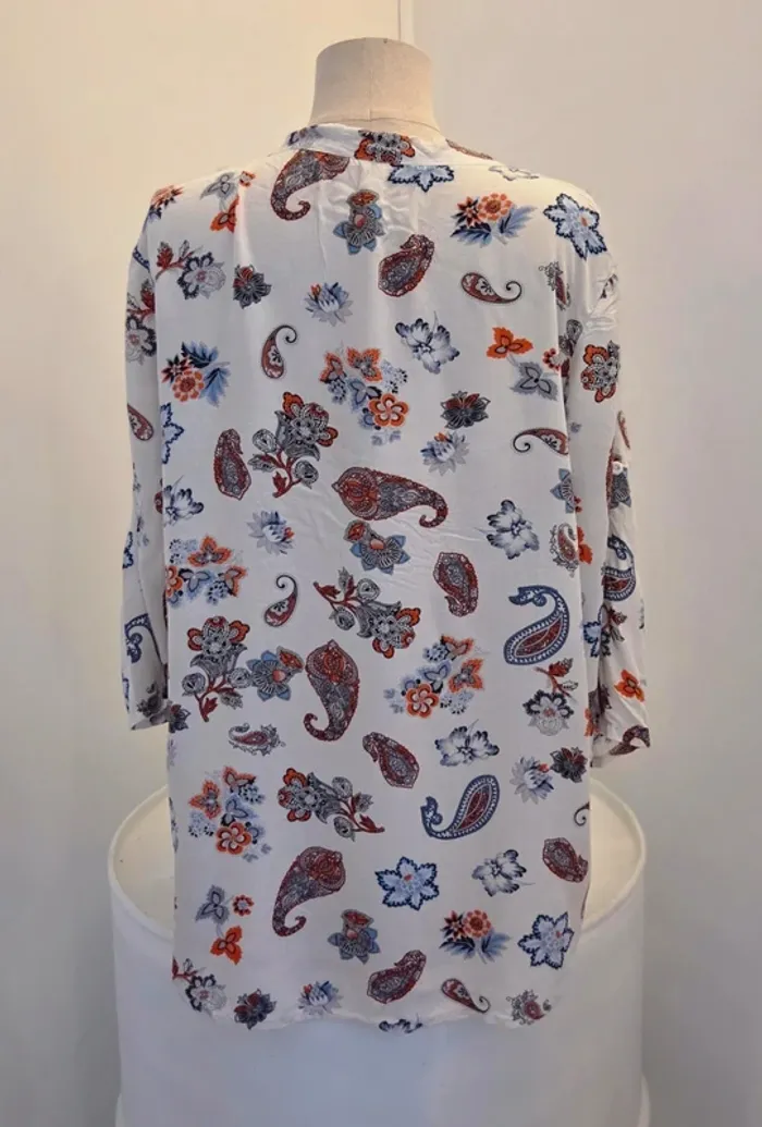 Blouse imprimée fleurie & cachemire Blu Deise taille L/XL - photo numéro 2