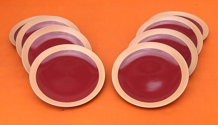 8 assiettes Dessert / Fromage Grès vernissé bicolore - photo numéro 2