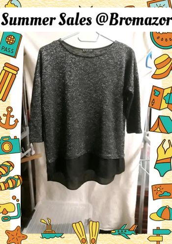 Pull trois-quarts noir à paillettes taille S / 36