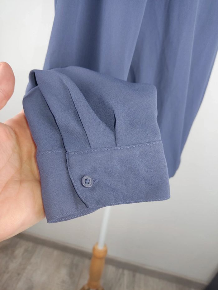 Blouse manches longues col à lacets bleu violet taille 36 C&A neuve - photo numéro 7