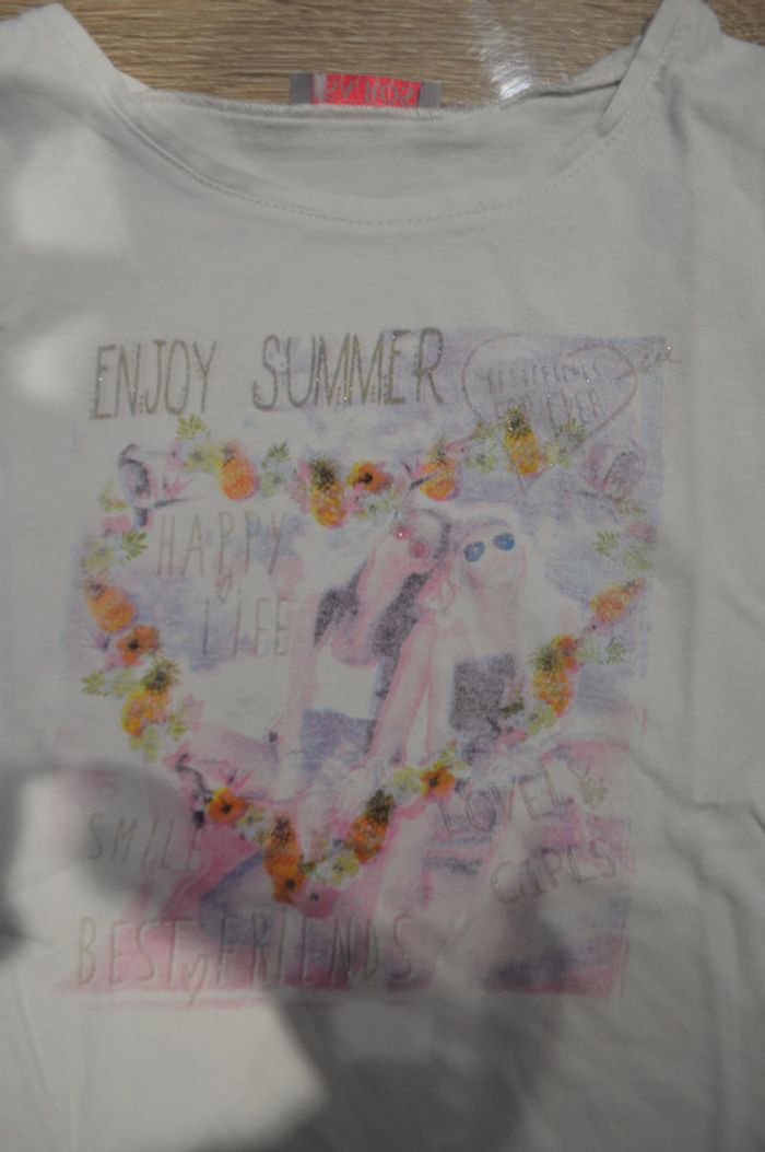 Tee shirt manches courtes blanc Lisa Rose 8 ans - photo numéro 2